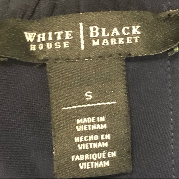 WHBM navy blue blouson sleeveless halter blouse silver metal detail neck size S - Picture 6 of 10